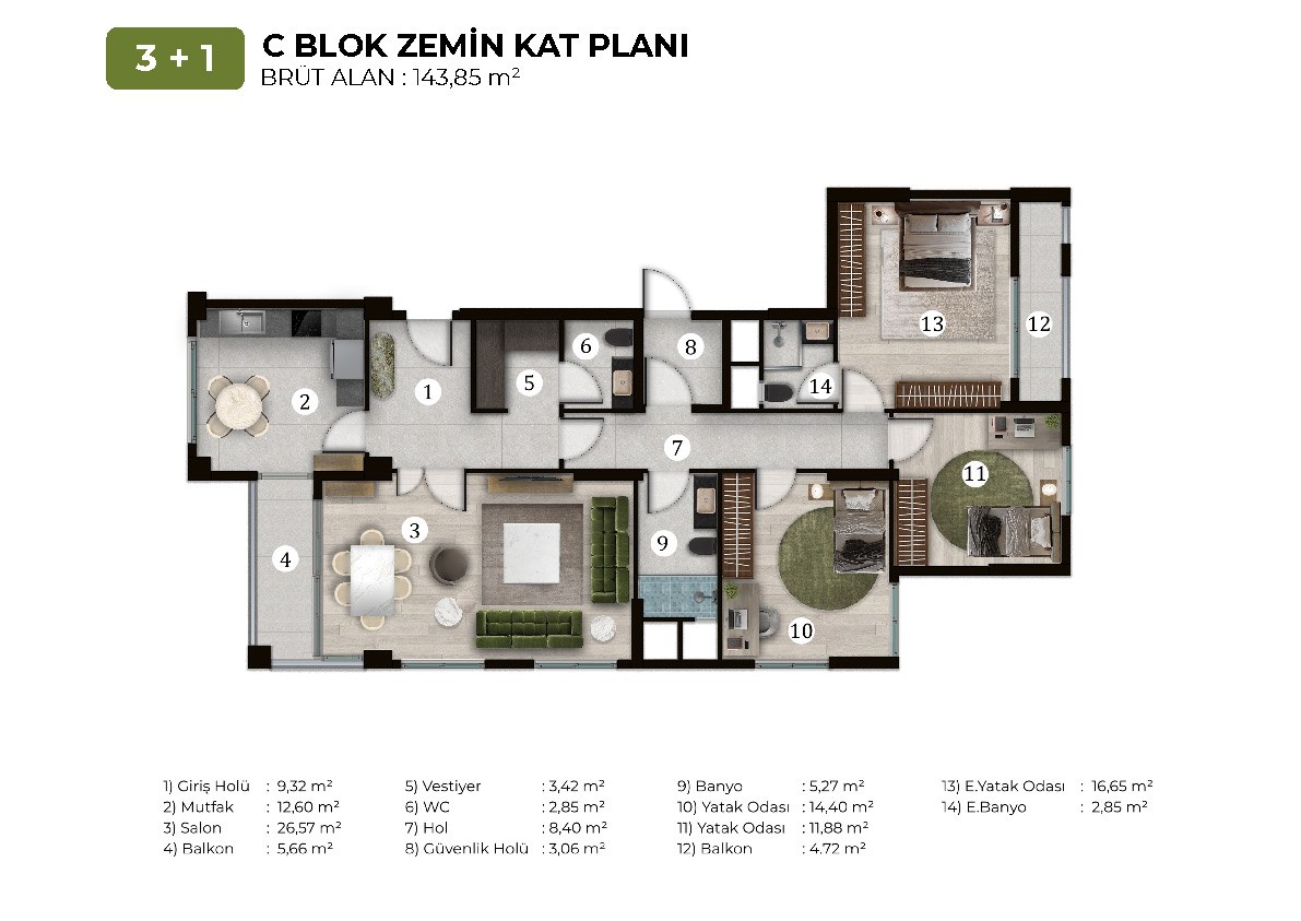 Bahçe Aura kat planı 7